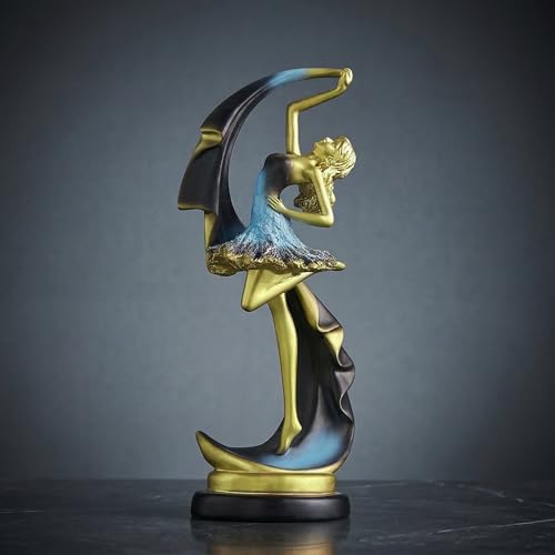Escultura moderna bailarina dorada para decoración miniatura 1