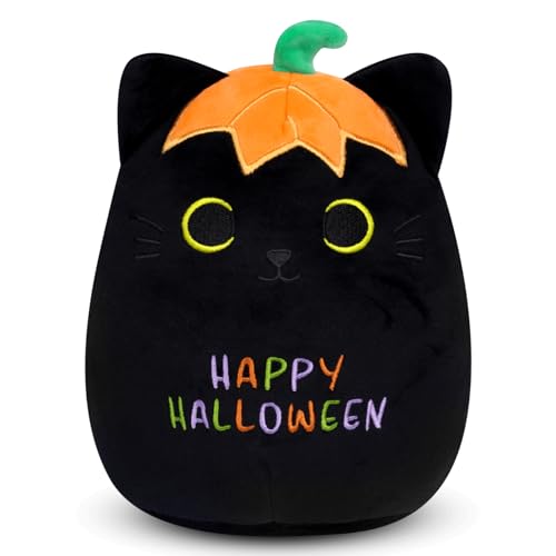 Yamepuia Halloween Plush - Black Cat Plush,Cute Halloween Cat Plush Toy,Kawaii Pumpkin Black Cats Stuffed Doll, Halloweens Party Decor Gifts for Kids Boy Girl