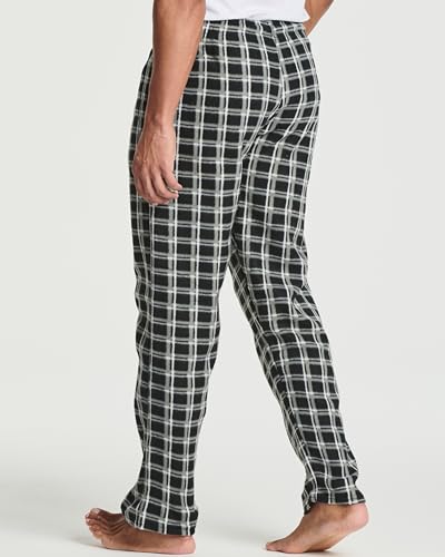 Real Essentials 3 Pack: Mens Fleece Plaid Pajama Pants - Lounge Pajama Bottoms Set 6-M3