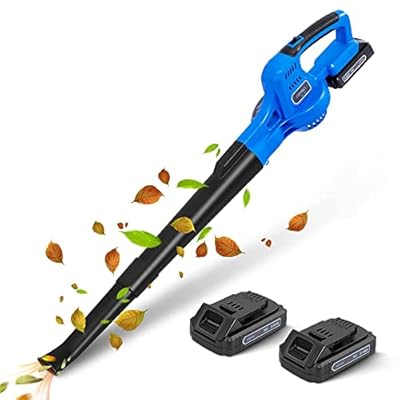 WISETOOL 20V Leaf Blower Cordless, Battery Powered Leaf Blower with 2 Battery and Charger, Rechargeable Electric Handheld Leaf Blowers Variable Speed with 2 Tubes for Patio, Lawn, Leaves