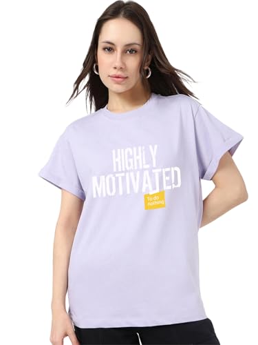 T-shirt typographie pour femme coupe décontractée en coton léger