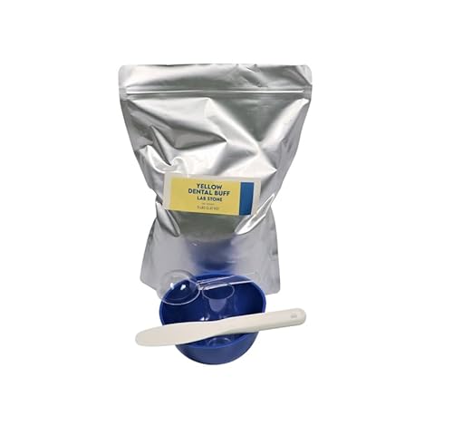 5 lb. Dental Yellow Buff Stone & Mixing Kit - Gypsum Type III - All Purpose Compound - Model Stones - Used in Dental Lab & Offices – ** Includes Mixing Bowl, Spatula, Plastic Cylinder and Scoop **
