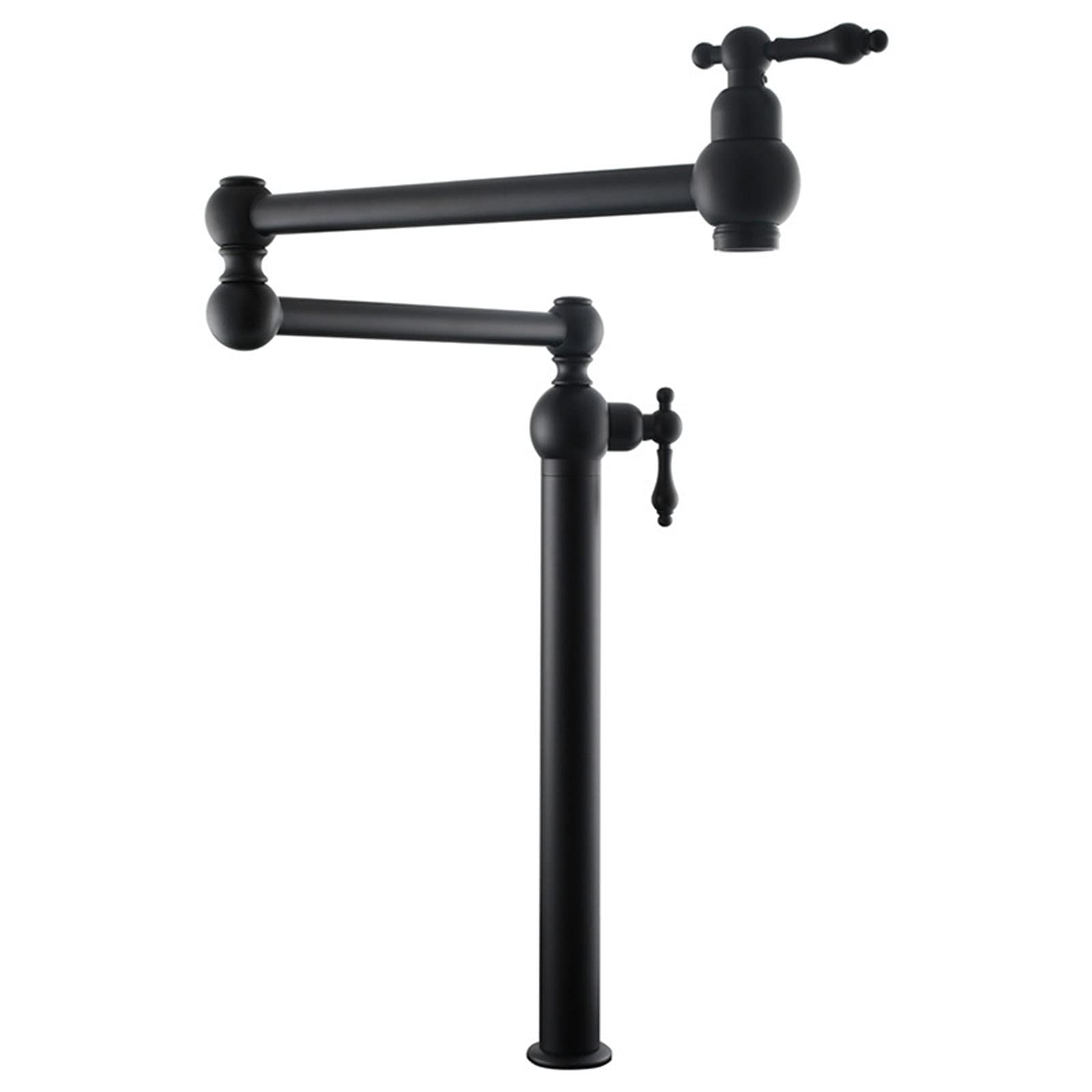 ASerZenith Folding Kitchen Faucet Brass Single Cold Pot Filler Faucet Double Switch Kitchen Sink Faucet With Double Joint Swing Arms Deck Mount Telescopic Kitchen Faucet,Black