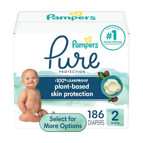 Image of Pampers Pure Baby Diapers, Size 2 (12-18 lbs), 186