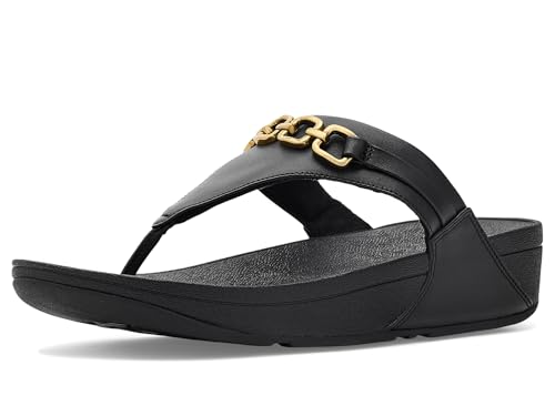 Image of FitFlop Women's Lulu Square-Chain Leather Toe-Post Sandals