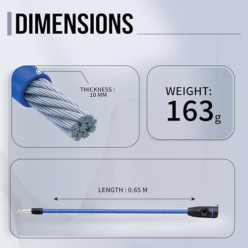 Image of Robustt Braided Steel Cable Lock with Keys - 0.65m Long, 10mm Thick PVC Coated Cut-Resistant Cable | Dust Cover Key Slot | Extra Key Included | Anti-Theft Cable Lock- Blue