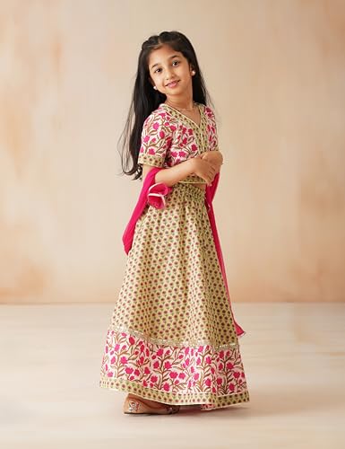 Image of Amazon Brand - Symbol Kids Girls Cotton Readymade Lehenga Choli Set (2 pcs) | Ethnic Wear