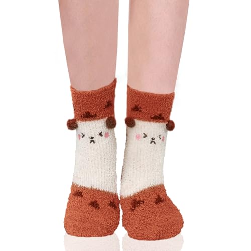 Image of Benefeet Sox Funny Animal Fuzzy Socks for Women Girls - Cute Fluffy Slippers, Cozy Warm Winter Plush Sleeping Socks