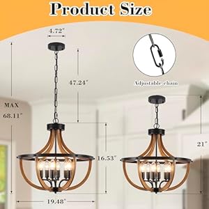 1948 black farmhouse cage chandelier for dining room 6 light vintage round pendant light fixture adjustable hanging for kitchen island foyer hallway  urban country home decor