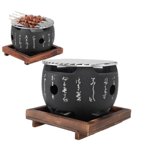 Griglia in stile giapponese, mini griglia portatile per barbecue giapponese, stufa a carbone per alimenti rotonda, stufa per barbecue per uso domestico (l)