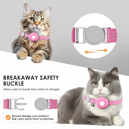 Image of Cat Tracker, No Monthly Fee, Waterproof Pet Tracker for Cats, Works with Any Collar,Compatible with Apple Find My App (Only iOS), Pink