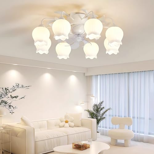 DIGLED Flower Ceiling Fan with Light: White Flower Fan Lights