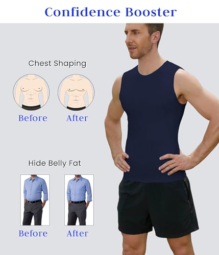 Image of Compression Shirt Men Slimming Body Shaper Vest Crewneck Workout Tank Top
