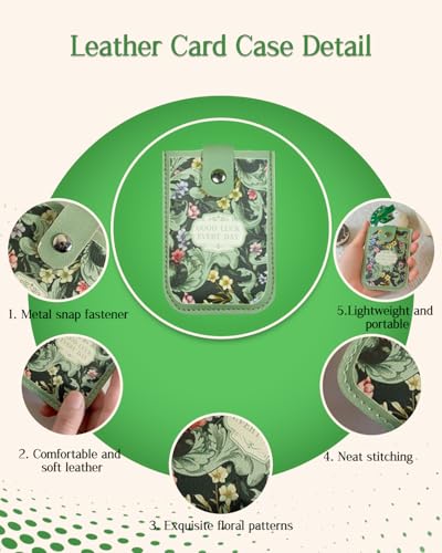 Credit Card Holder Wallet, Leather Card Case Card Organizer Case with 5 Card Sheets, Pull-out RFID Card Case Wallet with Snap for Men and Women (style 2)3