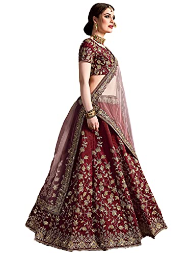 STELLACOUTURE indian ready to wear silk flared bridal lehenga choli for women with stitched blouse and dupatta (8079-U)