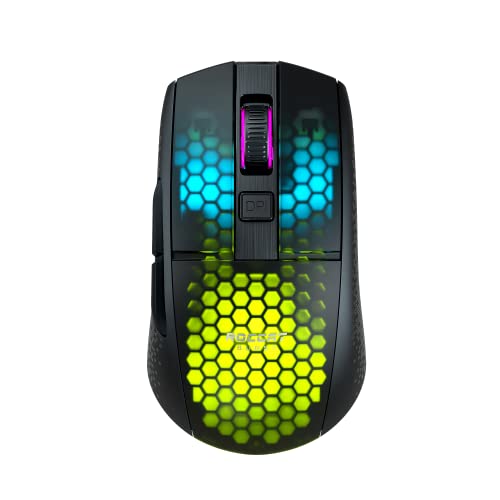 Roccat Burst Pro Air - Souris de jeu RGB sans-fil légère et symétrique, avec capteur optique Owl-Eye de 19 000 PPP, interrupteurs optiques, ROCCAT Titan Wheel, poids de 81 grammes, noire