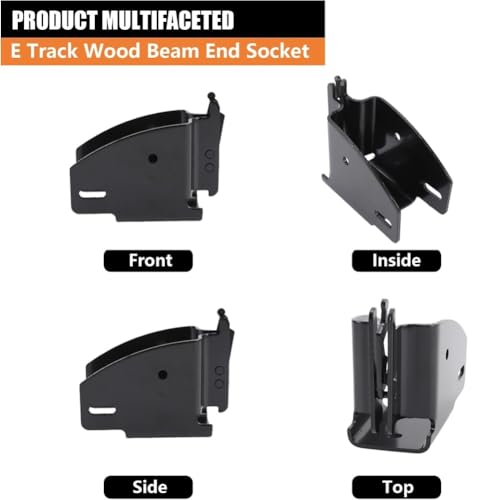 Image of KIMISS 4PCS E Track Wood Beam End Socket, Fit with 2x4 2x6 Add Removable Bar Heavy Duty Storage Lumber Bracket for Truck Trailer Van RV Cargo Trailer (Black)