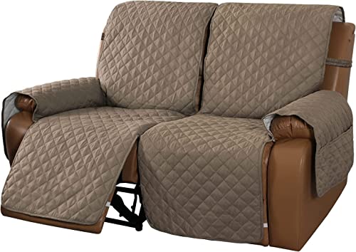 Funda acolchada para sofá reclinable de 2 plazas en color taupe 2