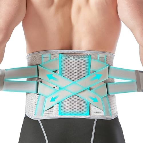腰用ブレース バイオニックサポートプレート付き 女性用・男性用 ウエストトレーナー 背骨サポート 調節可能な腰椎サポートベルト 即効性のある痛み緩和 坐骨神経痛、 椎間板ヘルニア(Gray,XXL)