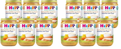 HiPP Biológico - Tarrito De Verduras con Pavo BIO - Menú Grandullón con Trocitos - Pack 6x220g - Ingredientes de Producción Ecológica - Sin Gluten - A Partir de 12 Meses (Paquete de 2)
