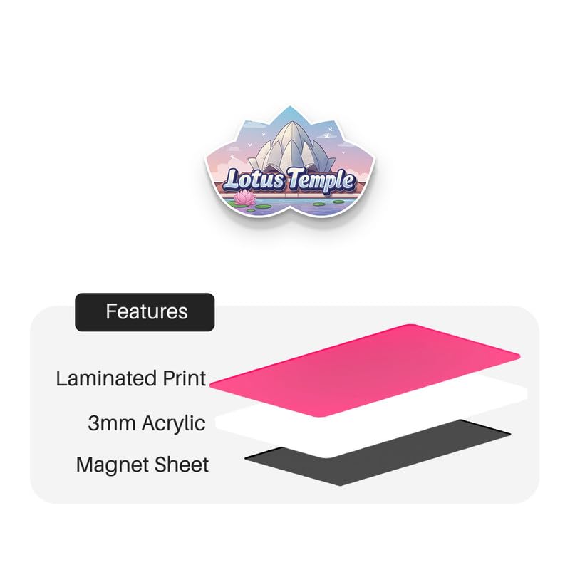 Image of Lotus Temple Fridge Magnets, Glossy Finish, Stylish Magnet for Fridge, Wardrobe & Metal Surfaces