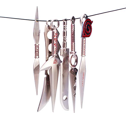 7 Pcs Cosplay Costume Accessories Naruto Ninja Weapon Metal Prop Toy, Necklace