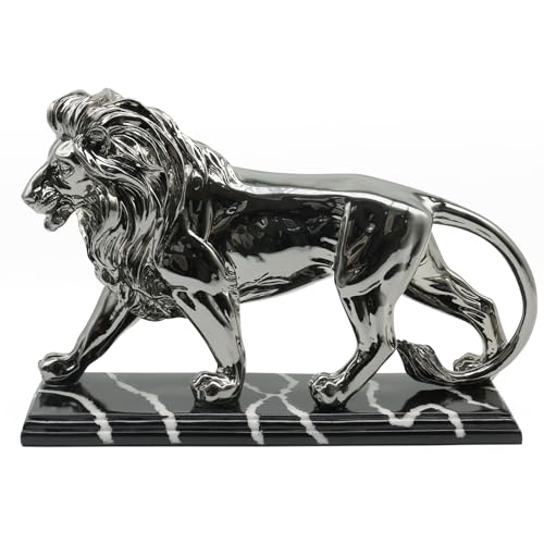 Lukitas Lion Sculpture Decor - Animal Figurine Decorative Ornament for Living Room Office, or Shelf, Collectible Gifts for Lion Lover, Resin Standing Lion