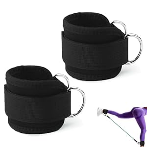 Eastrise Ankle Straps for Cable Machines, Gym Cuffs with Double D-Ring, Weight Lifting Leg Workout Attachment, Kickback Ankle Straps (Black)