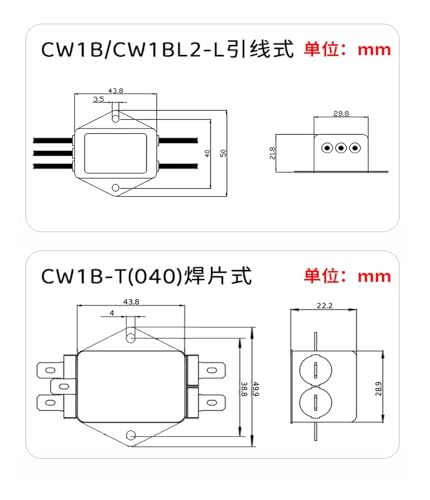 Filtre anti-interférence CW1BL2-6A-L à double étage pour purification secteur
