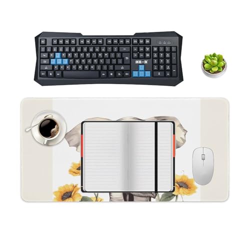 Elephant and Sunflower Desk Pad Large Desk Protector miniatura 4