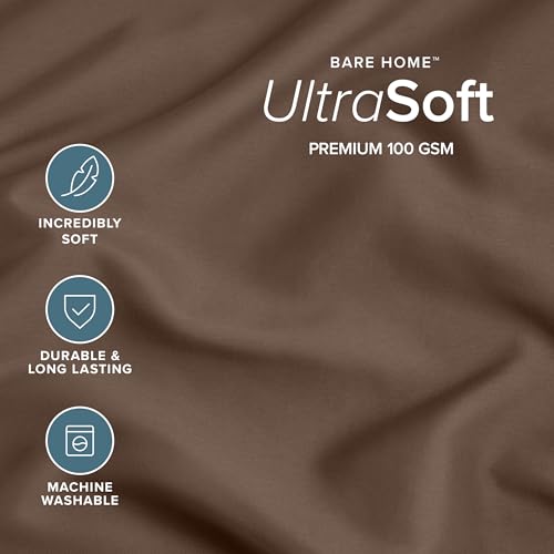 Image of Bare Home Microfiber Pillow Cases - King Size Set of 2 - Cooling Pillowcases - Double Brushed - Cocoa Pillowcases Two Pack - Easy Care (King Pillowcase Set of 2, Cocoa)