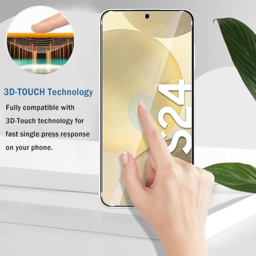 Image of Uyiton Tempered Glass Screen Protector Compatible with Samsung Galaxy S24 | Pack of 2 | 9H Hardness | HD Clear | Fingerprint Unlock Compatible | Bubble-Free Installation | Case Friendly
