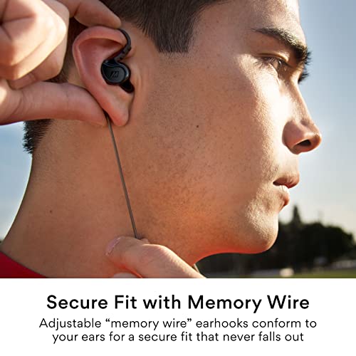 Image of MEE Audio M6 Sport USB-C Wired Earbuds with Memory Wire Earhooks, Headset with Mic & 3-Button Remote for iPhone 17 Pro Max, iPad, USB Type C Devices; in Ear Headphones for Running /Gym /Workouts, Black