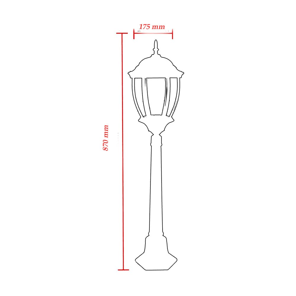 Vetrineinrete® Lampione da giardino con palo lanterna da terra luce per esterno in alluminio e vetro con portalampada E27 ES39 87 cm(Bronzo) P28