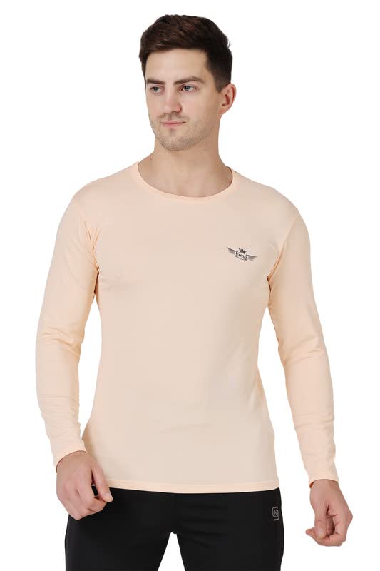 Men’s Full Sleeve Polyester & Spandex Fabric Regular Stretchable Sweat Absorbent Dry-Fit T-Shirt for Running, Cycling, Gym, Yoga & Fitness