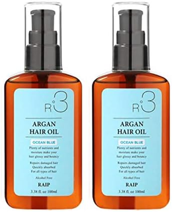 RAIP R3 Argan Hair Oil 100ml / 3.38 fl.oz For all types of hair. Alcohol Free (Ocean Blue)