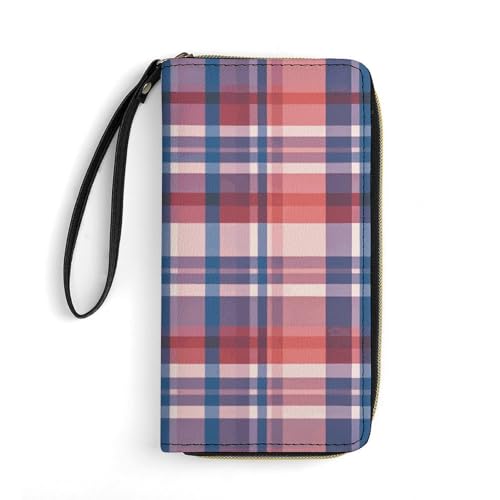 Porte-cartes durable en cuir Plaid anti-perte avec corde de cou pratique