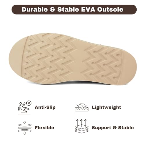 Women’s Winter Ankle Mini Boots, Vegan Suede Fuzzy Snow Boots with Warm Faux Fur Lining, Classic Ultra Mini Booties Anti-Slip Lightweight (Brown/Sand/Black, US Women Size 6-9)4