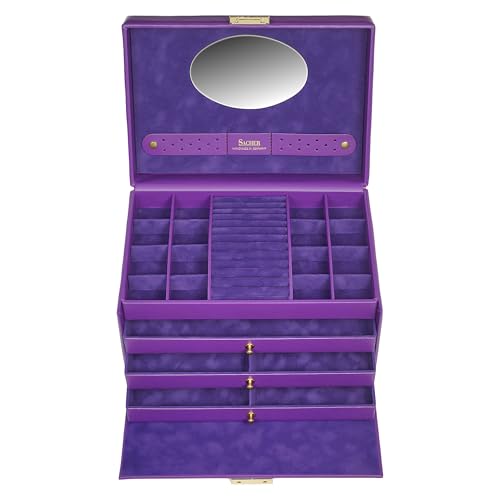 Karen Colisimo boîte à bijoux en cuir de vachette violet de luxe