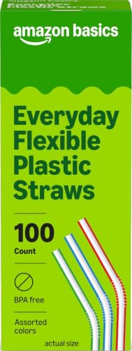 Amazon Basics Disposable Striped Plastic Flex...