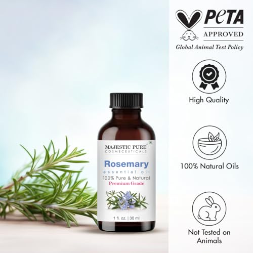 Image of Majestic Pure Rosemary Essential Oil for Diffuser - 1 Fl Oz | 100% Pure & Natural Ideal for diffuser use, aromatherapy, massage, soap making, candle making home fragrance