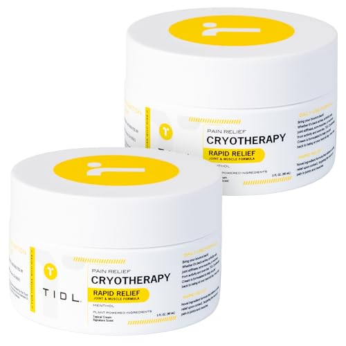 TIDL Cryotherapy Pain Relief Cream, 2-Pack, Targeted Neck Pain, Joint & Muscle Pain Relief with Organic, Plant-Based Menthol, Instant Cooling for Sport & Post Workout Full Body Recovery, 6oz