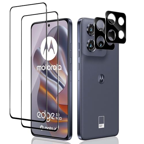QULLOO Schutzfolie für Motorola Moto Edge 50 Neo/Edge 60 Neo für Panzerglas [2+2 Stück] Displayschutz & Kameraschutz HD Klar Schutzglas Anti-Kratzer 9H Härte Gehärtetes Glas Folie