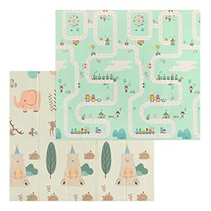 Navaris Grote Zachte Opvouwbare Babyspeelmat – Schuimmat voor Baby’s en Peuters – Opvouwbare Kruipmat in het Groen en Beige