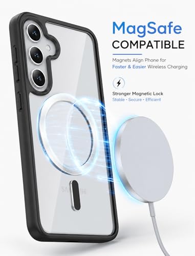 Image of ArmourPro MagSafe Compatible Case for Samsung Galaxy A26, Magnetic Wireless Charging Back Cover with Clear Back, Flexible TPU Bumper, Camera Protection | Black