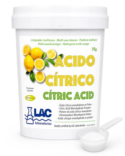 1 kg Ácido Cítrico anhidro natural 100% puro laboratorios LAC. Incluye cucharilla dosificadora