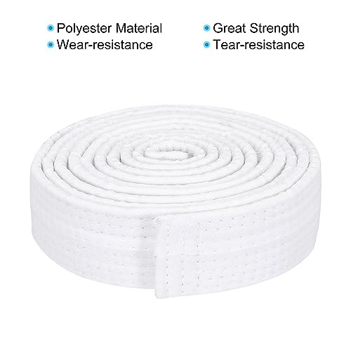 PATIKIL Taekwondo Colored Ranking Belt 1.5" x7.2Ft 2.2m, Polyester Martial Arts Judo Karate Belt for Coach Teaching Practice White - Image 3