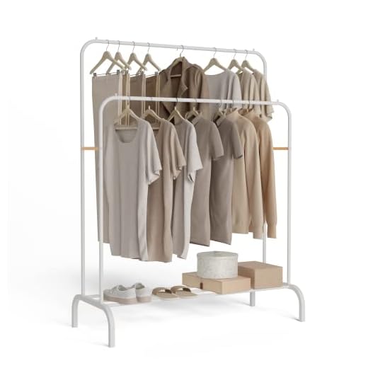 Newlux - Burro Ropa Resistente Hasta 30kg Hangy Duo 30 con Doble Altura. Perchero Burro Ropa Metálico con Gran Estabilidad | Fácil Montaje | Base Antirayaduras (115x50x150cm) | Blanco