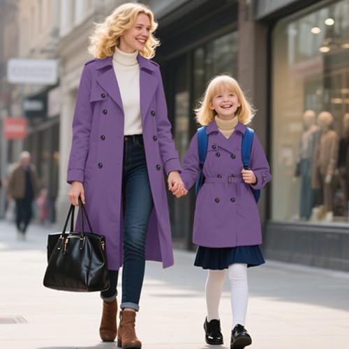 Image of Betusline Womens & Girls Waterproof Trench Coat Double Breasted Lapel Overcoat Outerwear, 3 Years - Women 2XL