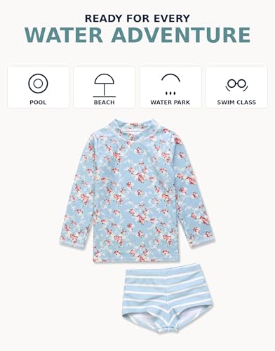 Image of VAENAIT BABY Girls Rash Guard Swimsuit UPF 50+ Long Sleeve Toddler Bathing Suit Ribbon Stawberry Floral Fruit for 2~8Years